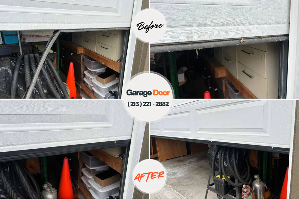 Before and after: garage door repair Rio Dell, CA